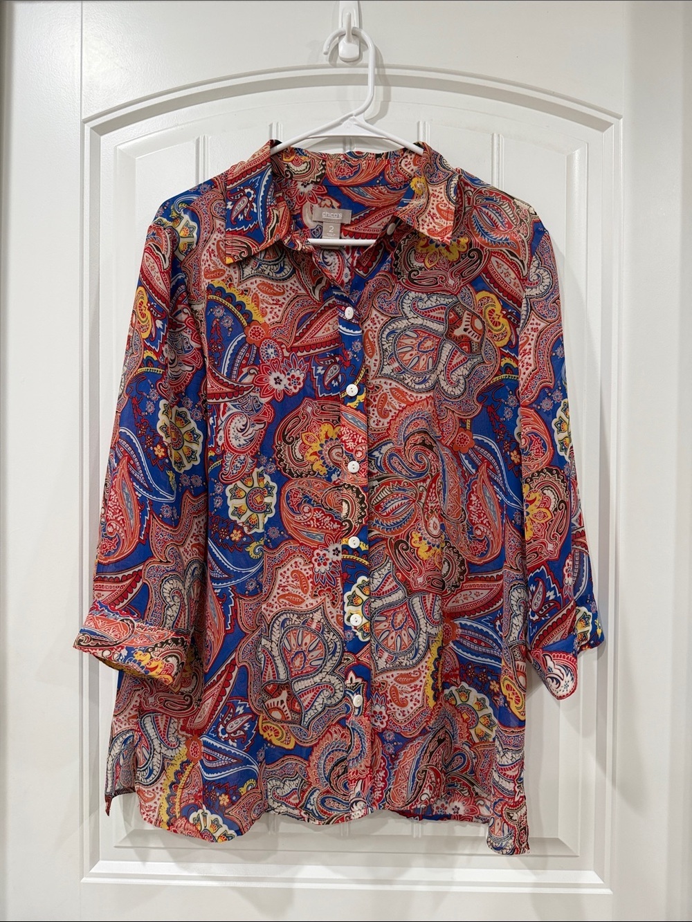 Chico's Multicolor Paisley Button-Front Blouse